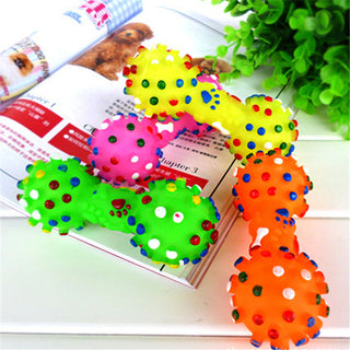 Squeaky Colorful Dotted Dumbbell Toys