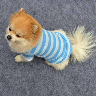 Classic Lapel Stripe Footprint Dog Shirt